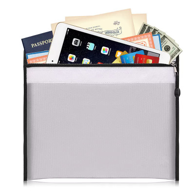 Large Silver Fireproof File Bag Fireproof Document Pouches 13.4x9.8in Waterproof