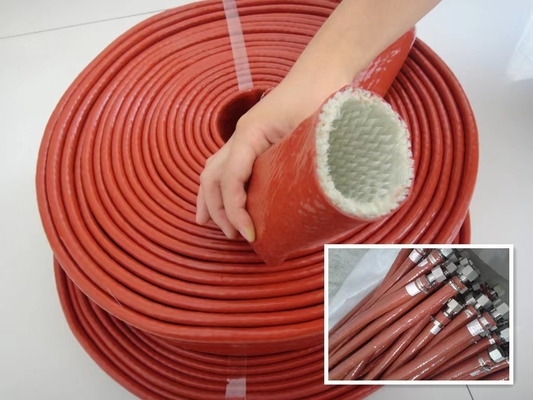Heat Insulation Silicone Rubber Fiberglass Sleeving Flame Resistance